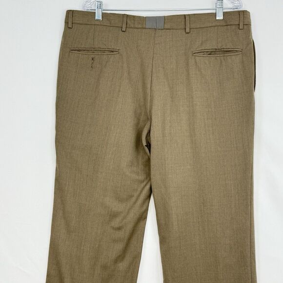 Paul Frederick Men’s 36x30 Brown Pleated Dress Pants Cuffed Wool Cashmere - Picture 4 of 16